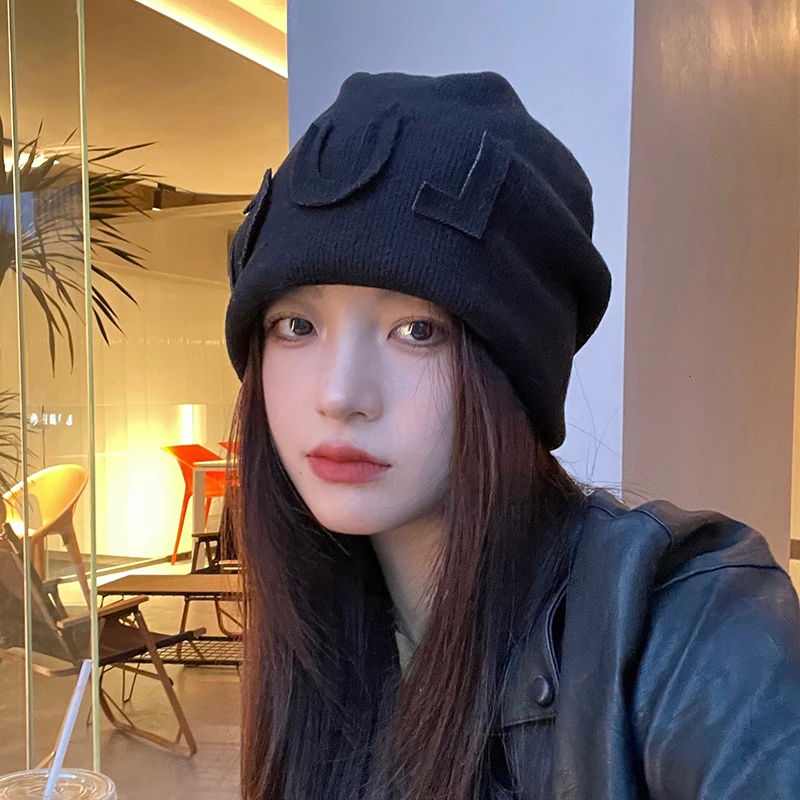 彩阳帽子女秋冬季堆堆百搭冷帽时尚ins潮针织月子女士冬天包头帽
