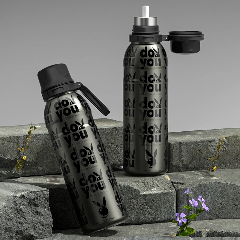 艾可思PLAYBOY跃动保温杯700mL创意潮流个性便携户外运动保温杯