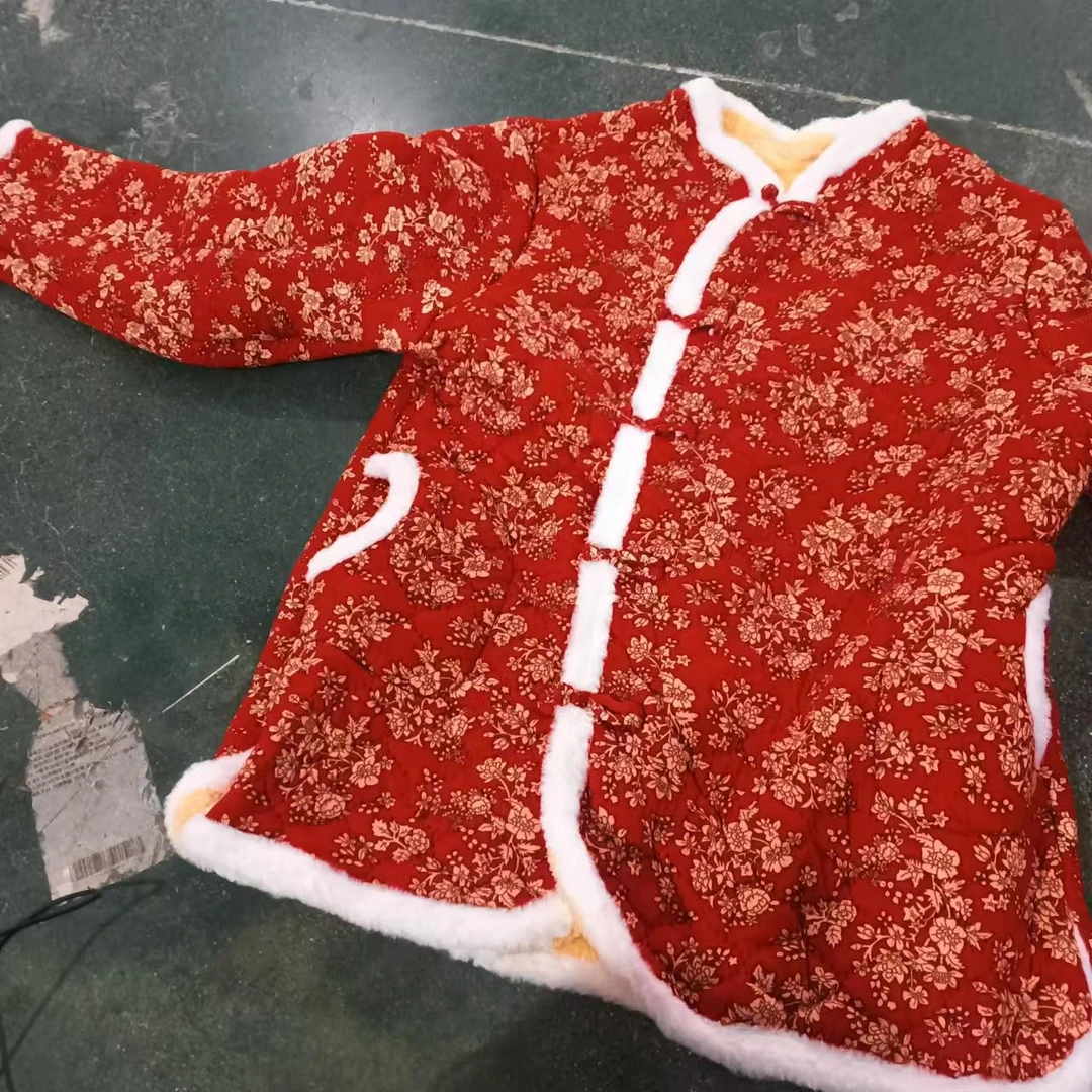 多色碎花旗袍中式棉服