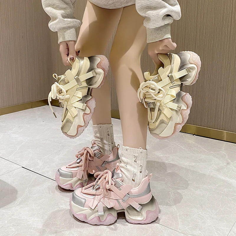欧洲站老爹鞋女ins潮2024秋冬新款增高小个子松糕厚底百搭运动鞋