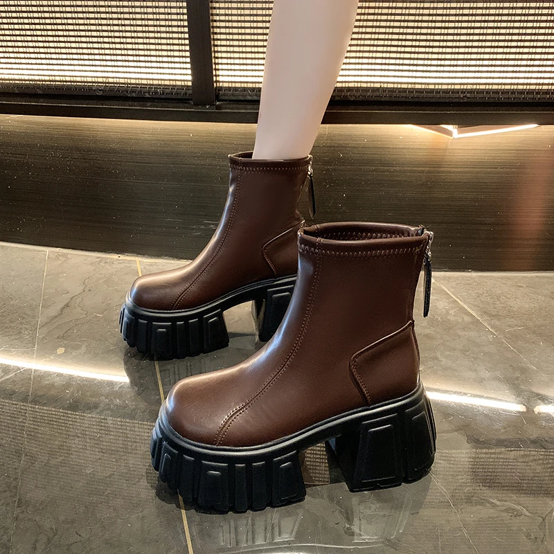 小个子厚底增高显瘦马丁靴女2024秋冬新款加绒百搭英伦风瘦瘦短靴