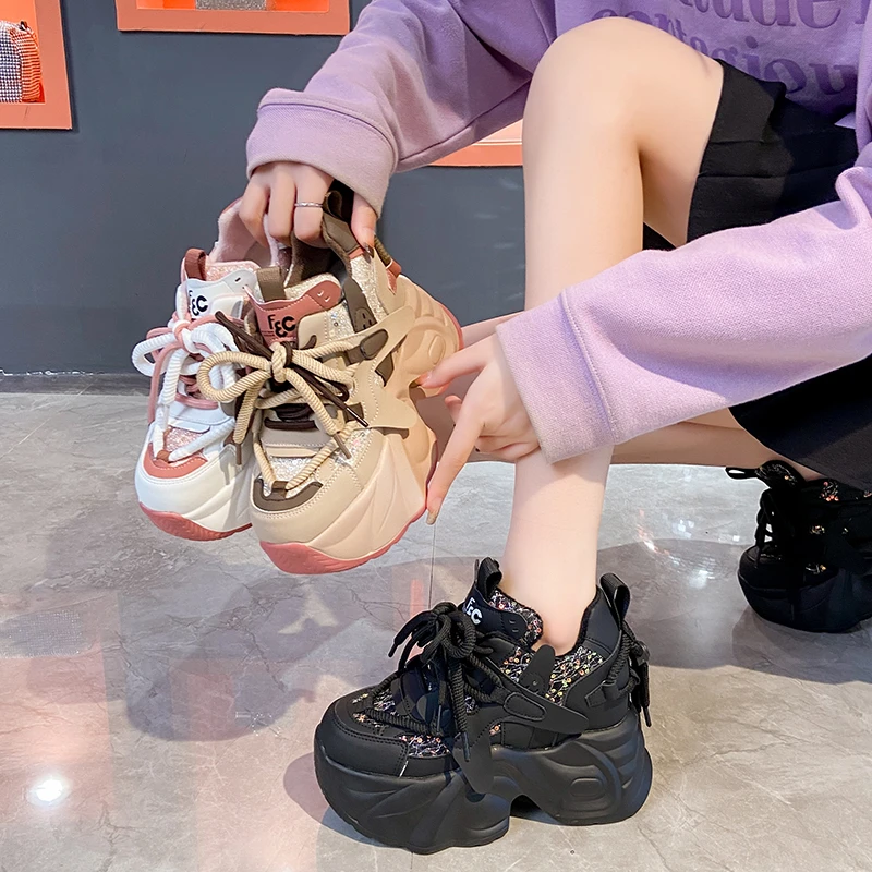 10cm内增高老爹鞋女2023冬季新款加绒休闲运动鞋厚底小个子棉鞋女