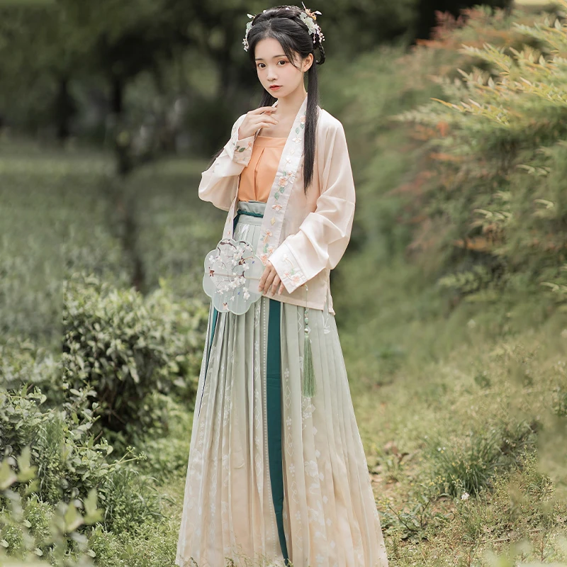 【青青子衿】原创汉服女宋制褙子对襟齐腰襦裙日常三件套春夏款