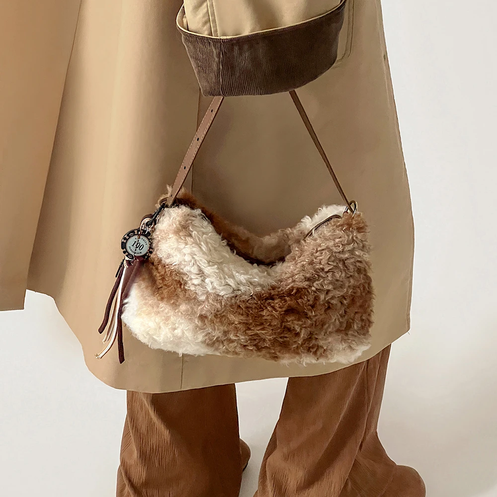 DOUBLE.R【暖冬配方】原创·送包挂 毛绒腋下包 2025新款 单肩斜挎包