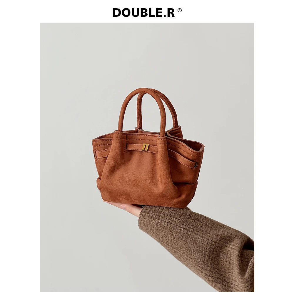 DOUBLE.R【阳光宅女】磨绒饺子托特包包 2025新款包 手提单肩斜挎包