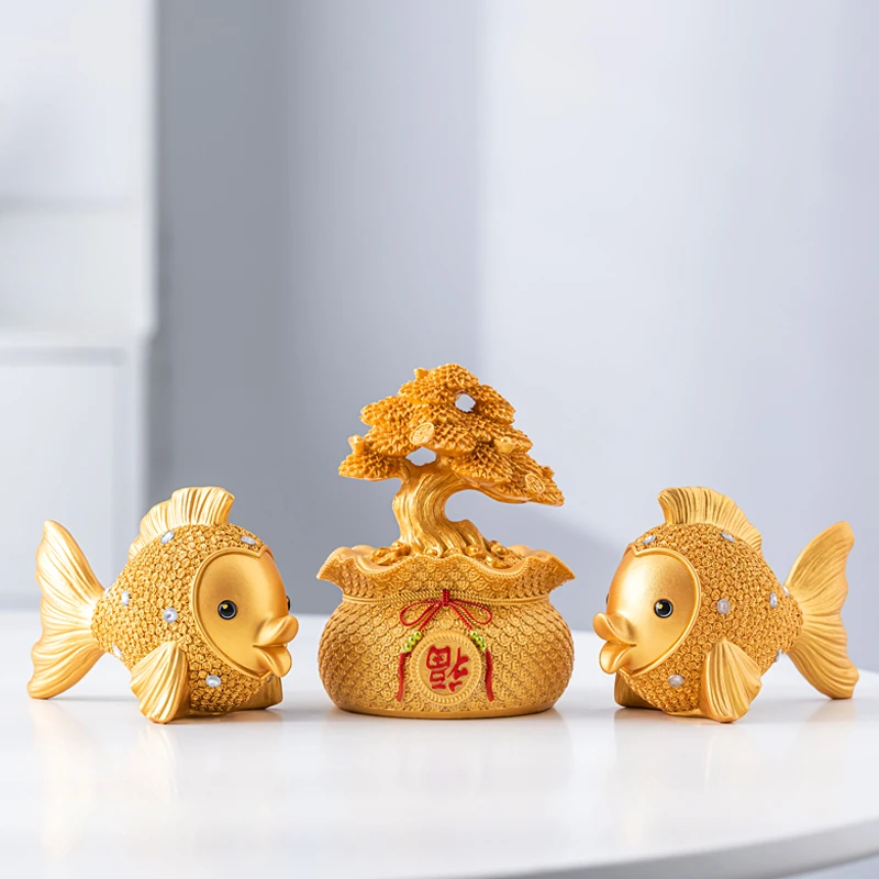 年年有鱼欧式摆件创意家居装饰品客厅酒柜电视柜摆件乔迁新居送礼