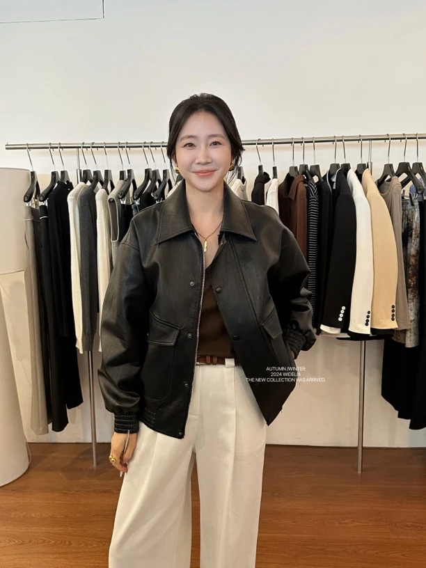 widelia小香风皮衣短外套女9007秋季新款韩版小个子皮夹克上衣