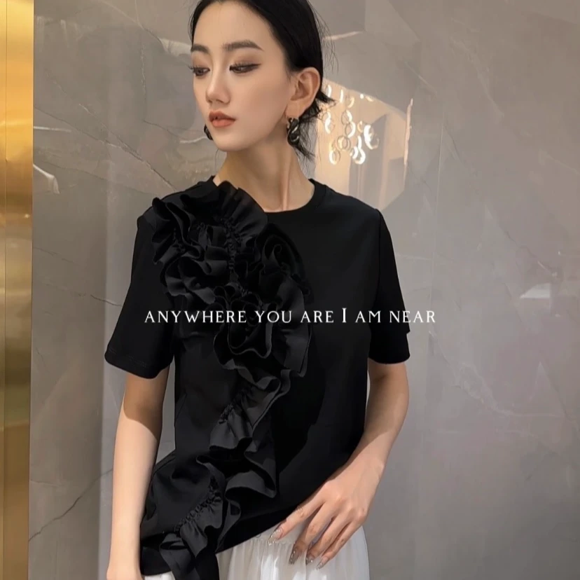 EF/意爱芙夏季百搭设计师轻奢短袖T恤FH02110