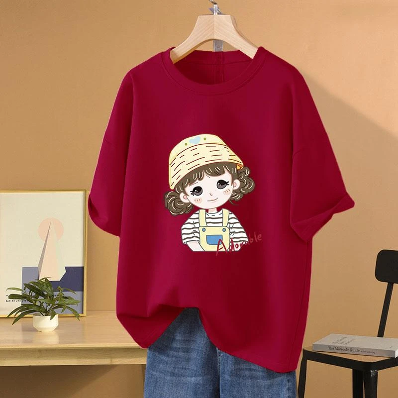 美式复古宽松oversize胖mm纯棉短袖T恤女2024年新款夏装显瘦上衣