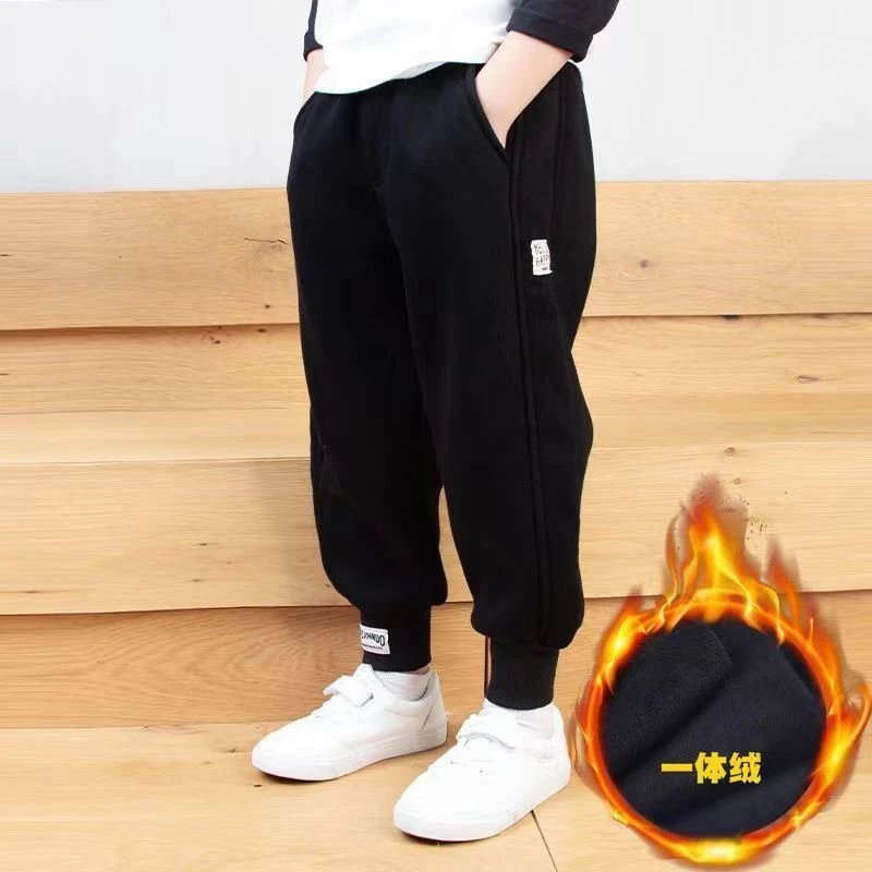 男童裤子秋冬加绒卫裤加绒加厚儿童运动裤中大童长裤束脚裤