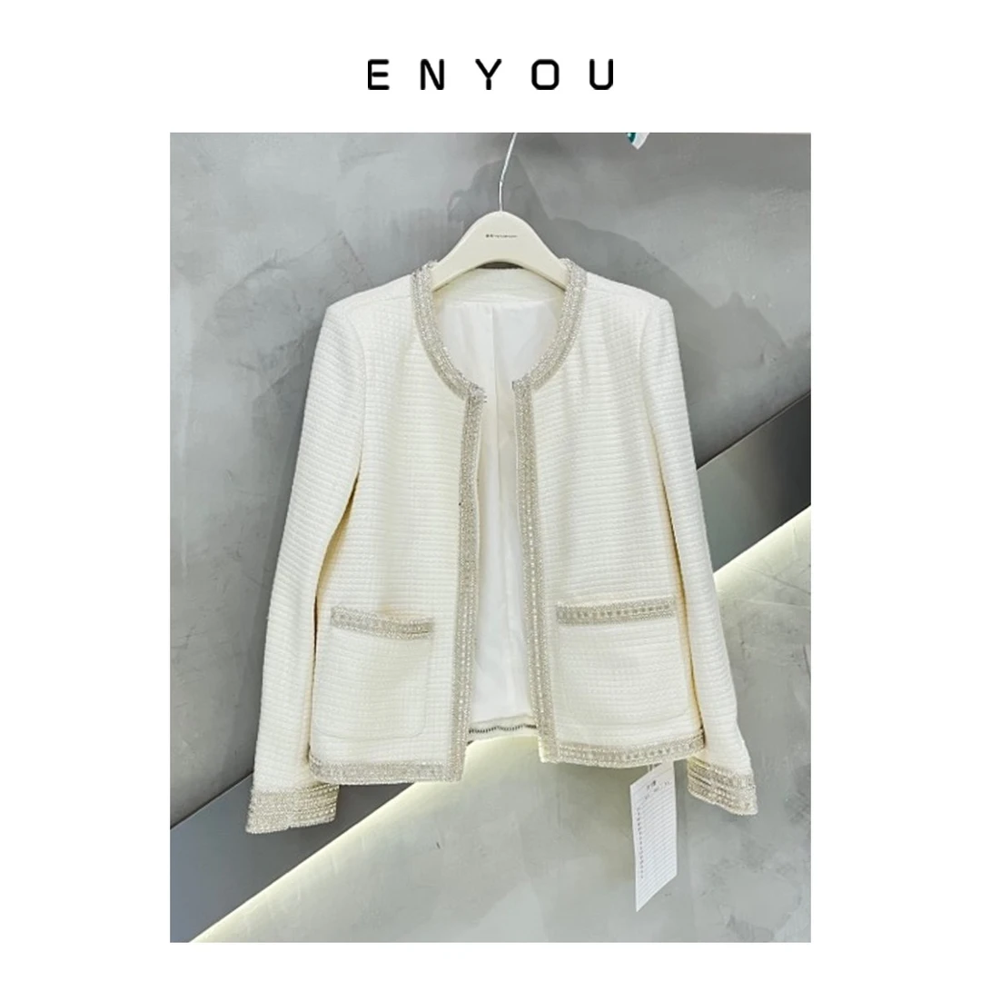 【ENYOU定制】山茶花 白色小香风外套套装