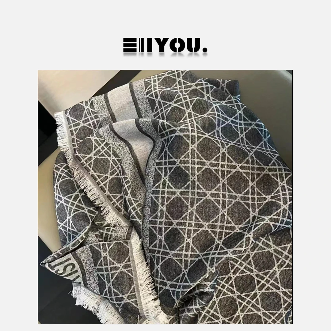 【ENYOU定制】灰格子流苏围巾