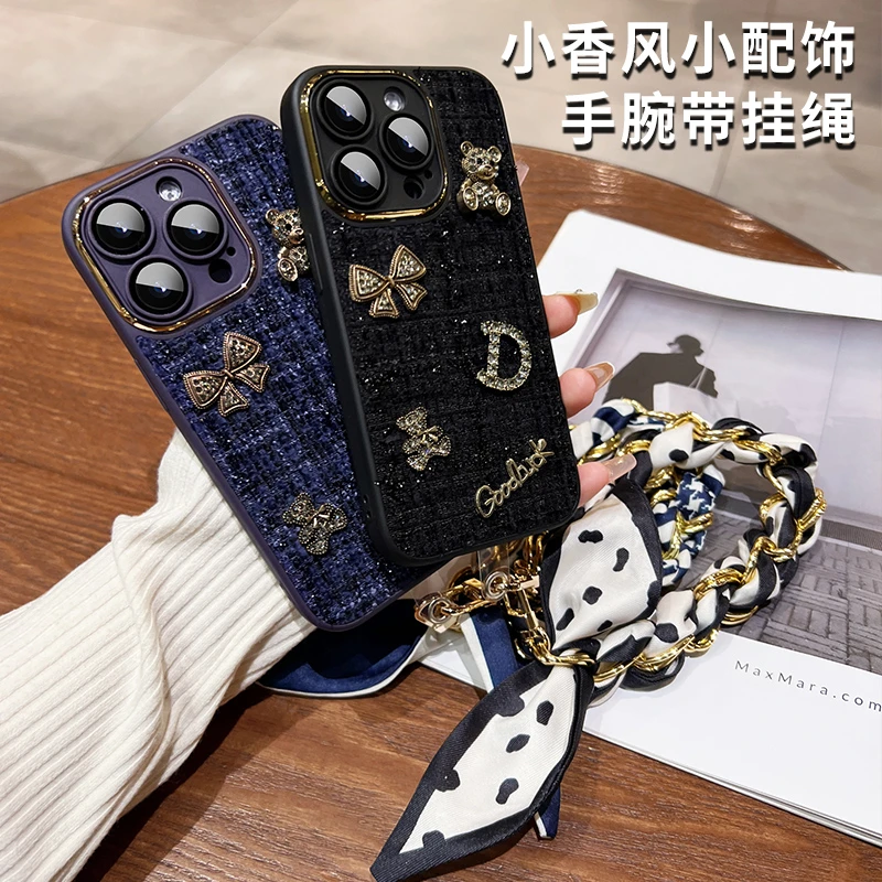 适用于苹果15promax手机壳iPhone14秋冬新款13毛绒小香风12女款11