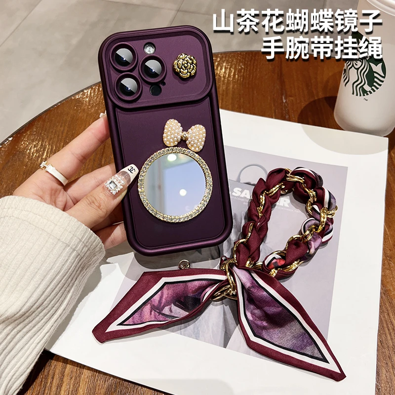适用于苹果15promax手机壳iPhone14网红名媛13补妆镜子12高档女款
