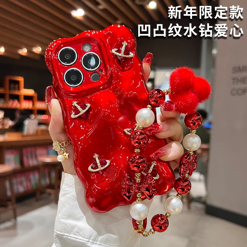 新年限定款适用于苹果15手机壳红色14promax高级电镀13轻奢12网红