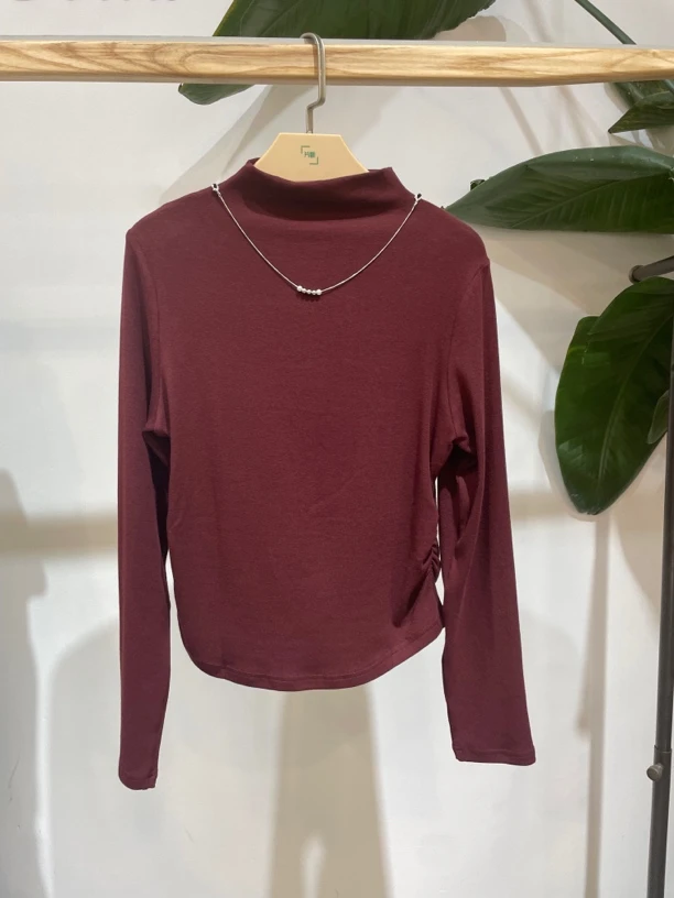 PD2024秋款气质百搭显瘦内搭修身半高领T恤P4D488194T01-199P