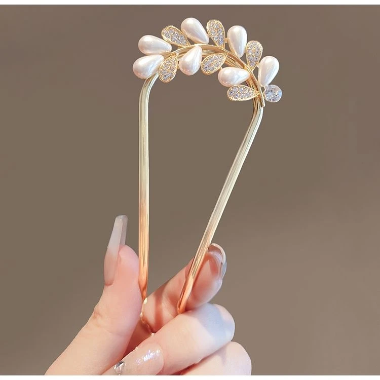 高级感盘发神器麦穗U型发卡优雅气质发簪丸子头发夹后脑勺簪子女