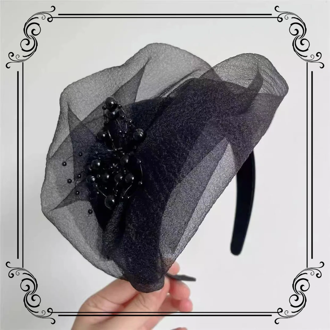 时尚半帽透气遮白发半帽显颅顶高发箍头箍法式时尚百搭晚宴发卡