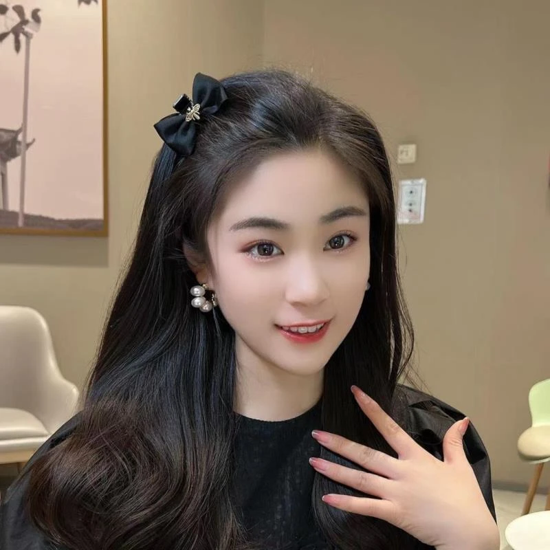 非金属皮质发饰 双面蝴蝶结缎面刘海夹碎发夹气质侧边夹甜美抓夹