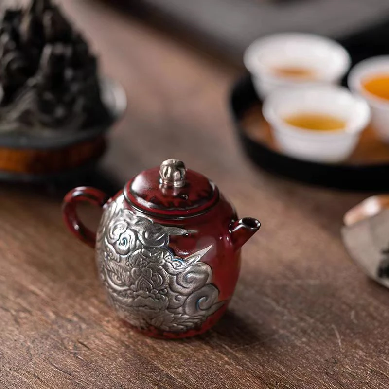 G2106慢山单壶老岩泥山楂红醒狮高档高端复古办公泡茶壶