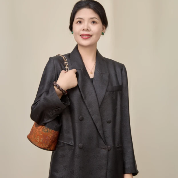 YIMEIXIU/依眉秀 云纱正娟宽松西装上衣 62343外套