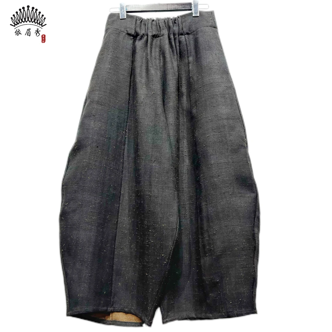 YIMEIXIU/依眉秀香云纱柞蚕丝阔腿裤62677