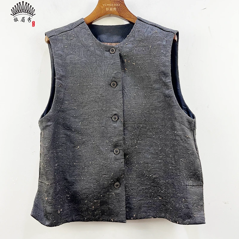 YIMEIXIU/依眉秀香云纱老料柞蚕丝马甲 62741