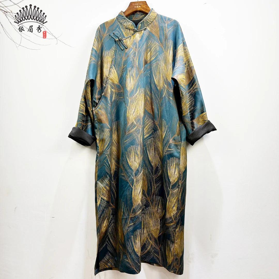 YIMEIXIU/依眉秀香云纱蜀锦中式连衣裙 62855