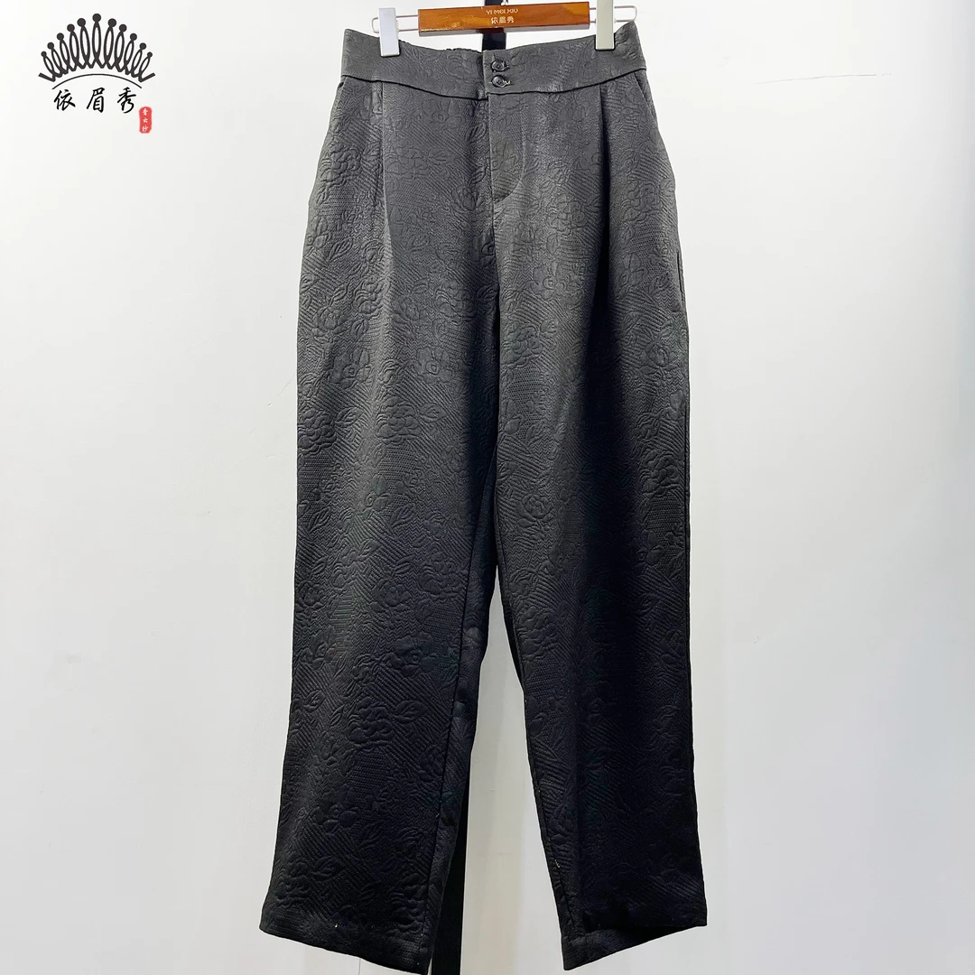 YIMEIXIU/依眉秀香云纱柞蚕丝烟管裤 62427