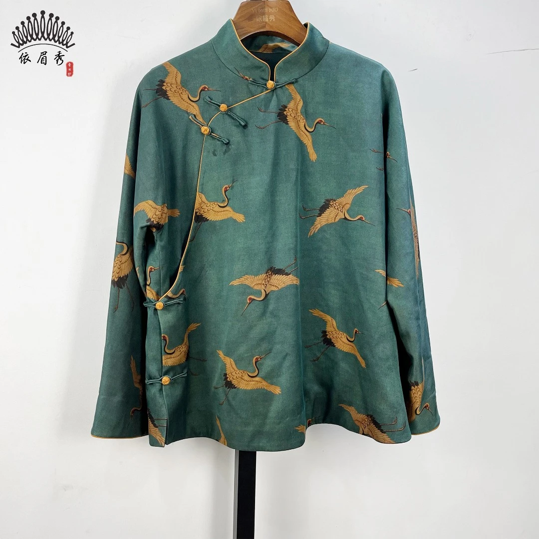 YIMEIXIU/依眉秀云纱重磅中式长袖上衣61469