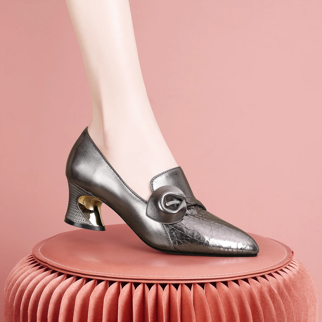 梵芮诗2024年秋季新款平替好物潮流时尚休闲粗低跟女士单鞋-J1075