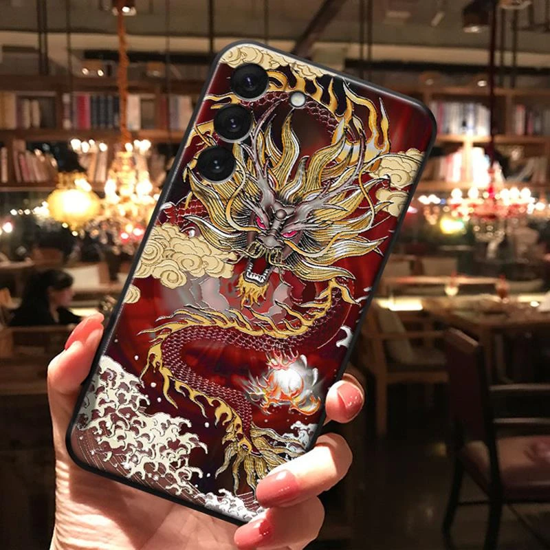 立体浮雕三星s23手机保护壳s22国风ultra浮世绘a53神龙a71note20