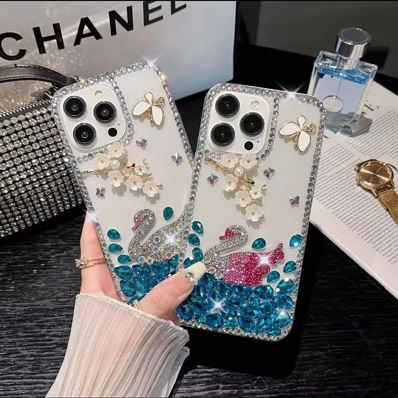 vivox90手机壳女x80pro个性宝石天鹅x70镶水钻硅胶x60曲屏版防摔