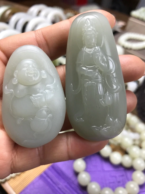 新疆且末料观音佛公吊坠