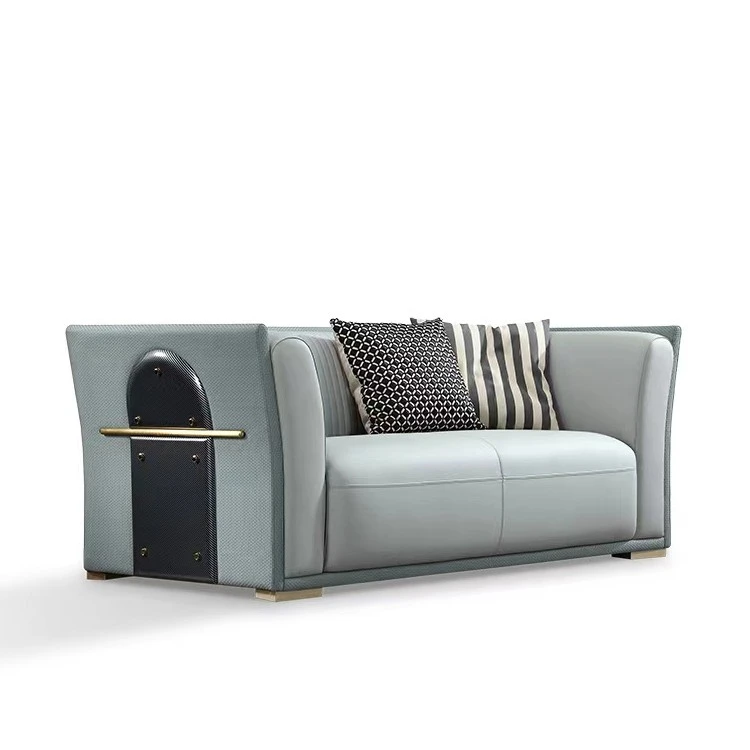 【圣蒂卡门】现代意式轻奢真皮客厅沙发组合设计师家具碳纤装饰