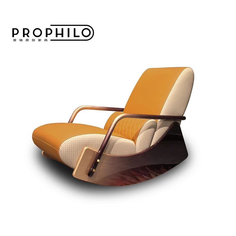 【圣蒂卡门】原创设计纳帕工艺真皮阳台客厅懒人躺椅-太阳花摇摇椅