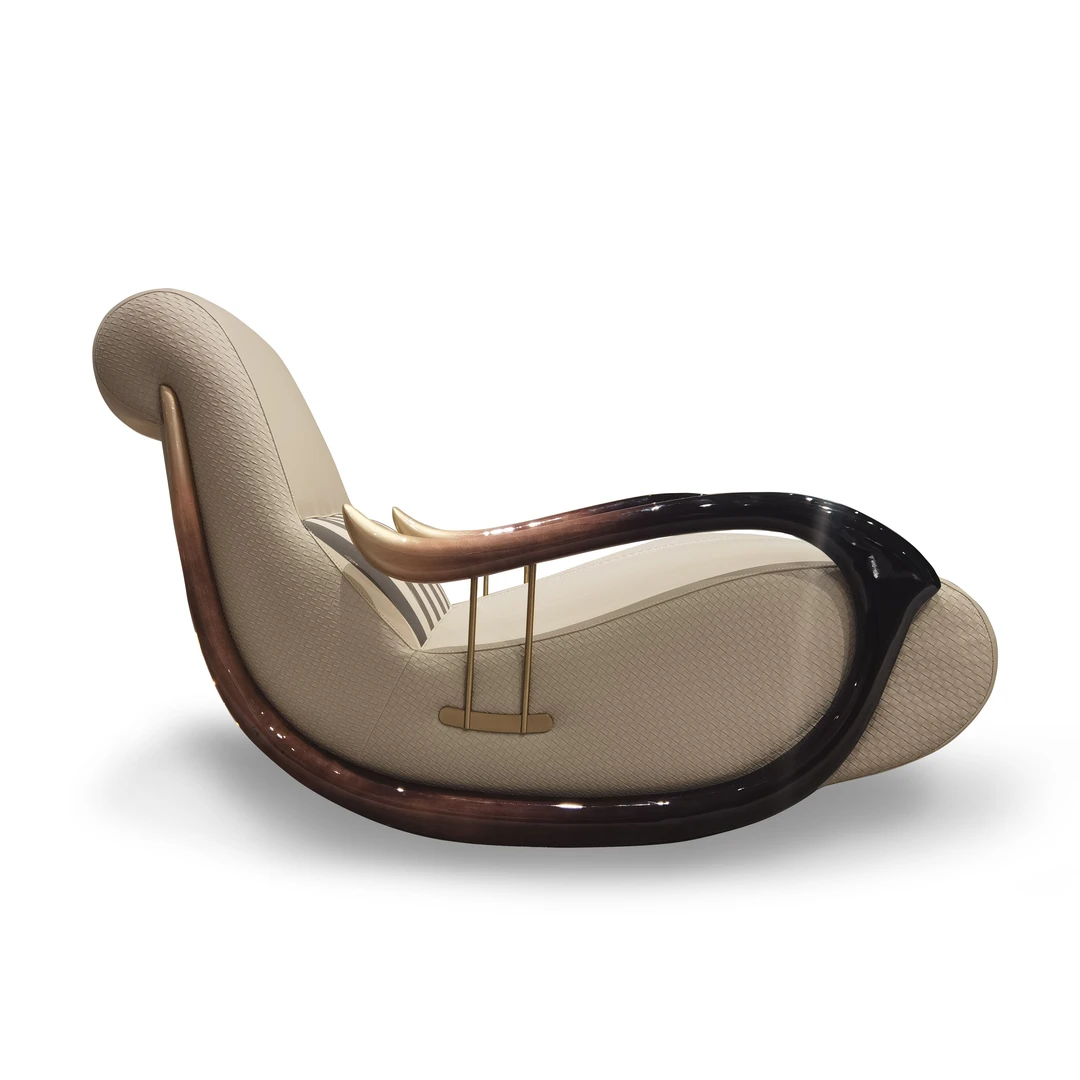 【喜悦家具】KC59跑车摇椅米白色尺寸131*74*80