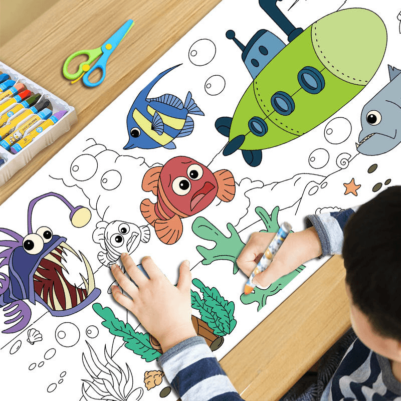 【新疆包邮】画卷填色绘画画纸长画卷幼儿园宝宝涂色画布可贴墙
