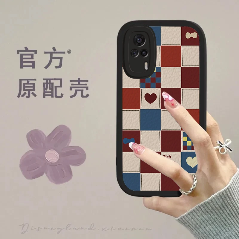 适用爱心格子【vivoS9e】手机壳小羊皮女生唯美网红新创意个性防摔i