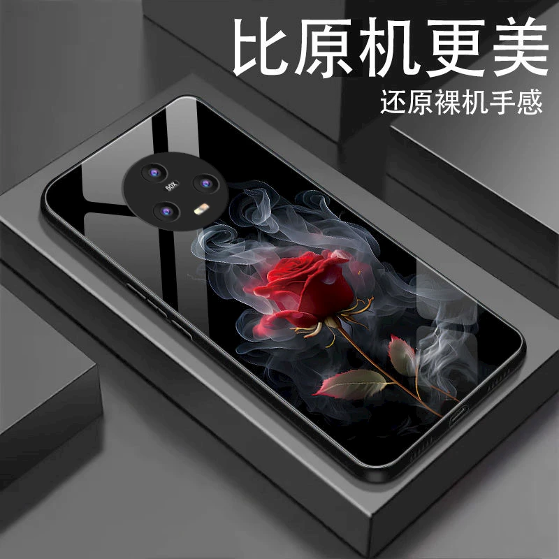 适用烟雾玫瑰花【荣耀magic5Pro】手机壳玻璃镜头全包女生唯美网红
