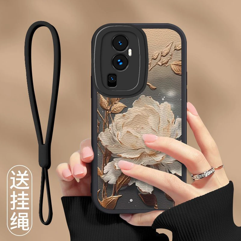 适用opporeno10手机壳液态硅胶软壳小羊皮新款望舒金莲镜头全包保