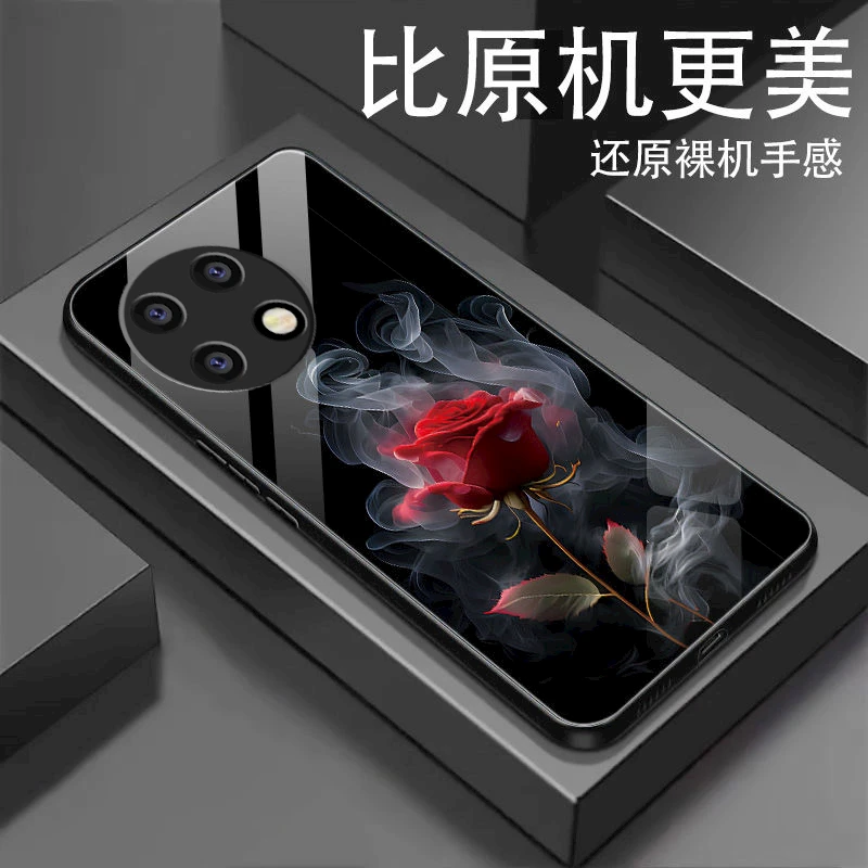 适用烟雾玫瑰花【一加ACE2】手机壳玻璃镜头全包女生唯美网红新款创