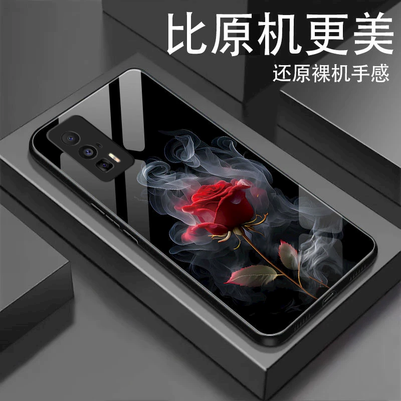 适用烟雾玫瑰花【红米k60】手机壳玻璃镜头全包女生唯美网红新款创