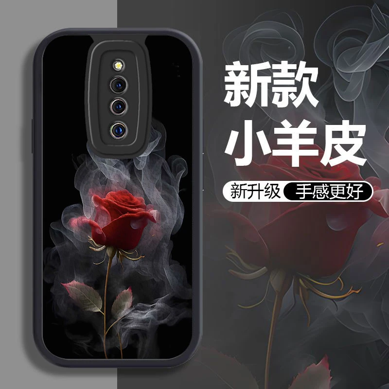 适用VIVOX27Pro手机壳镜头全包新款烟雾玫瑰硅胶软壳小羊皮防摔保