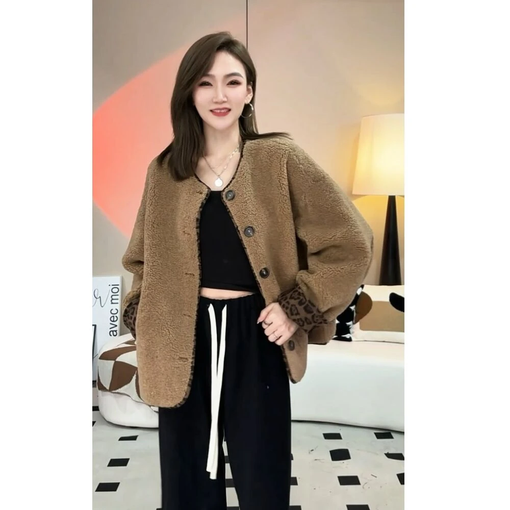 【Yaya2】两面穿设计感撞色外套加厚秋冬款时尚百搭宽松