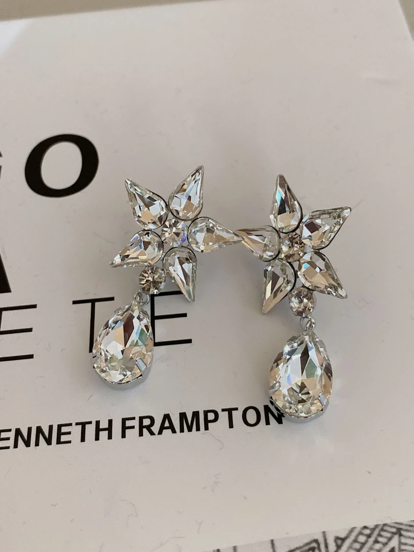 铜合金耳饰 Y银色星星耳环562000