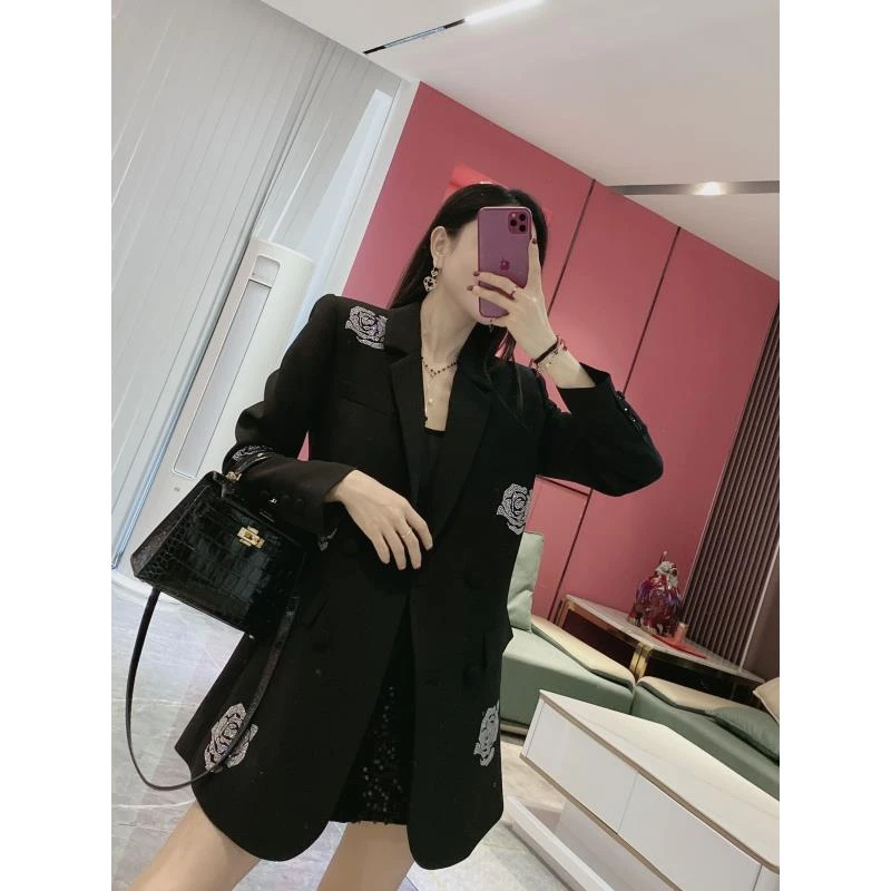 W【玫瑰故事】烫钻玫瑰轻奢小众西装外套（YD29Z）0379