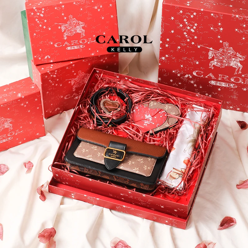 2024新款高级感小方包时尚单肩斜挎包CK23807咖啡色