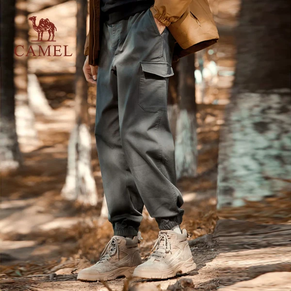 骆驼男装美式工装裤复古日系春秋休闲登山运动户外弹力束脚裤7628