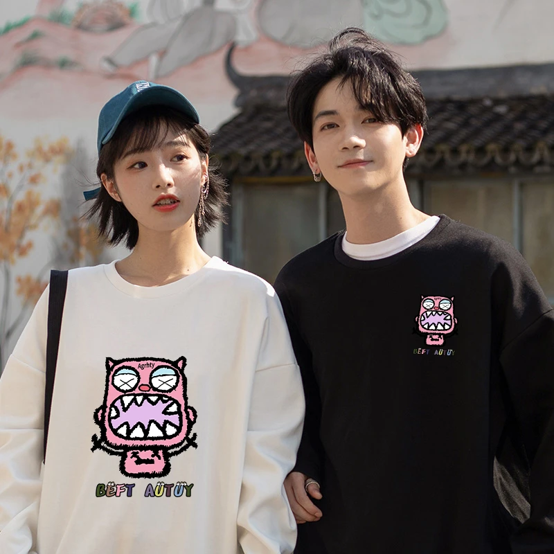 两件！毛绒怪兽情侣装卫衣 圆领男女款情侣装一男一女上衣秋季长袖